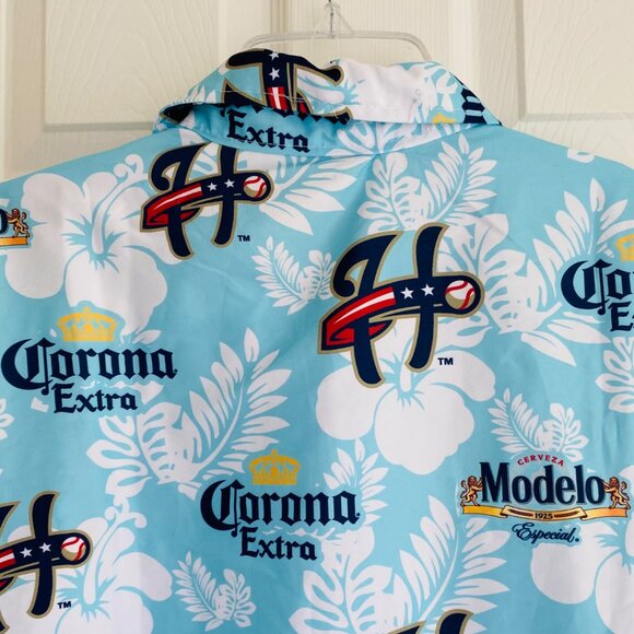 Corona Extra & Modelo Beer Hawaiian Shirt XXL BWM Global Tropical Print Button-U - Picture 8 of 8